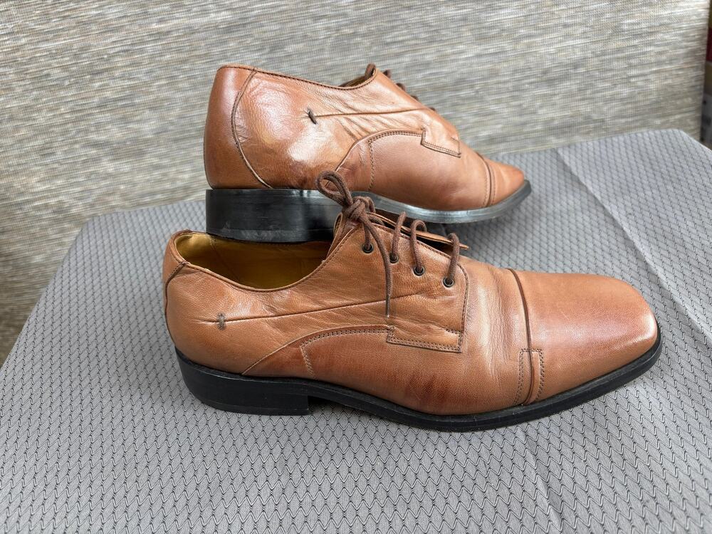 Lucho Shoes Mens Size 8.5 Brown Leather Cap Toe Derby Dress Made In Brazil 2967
